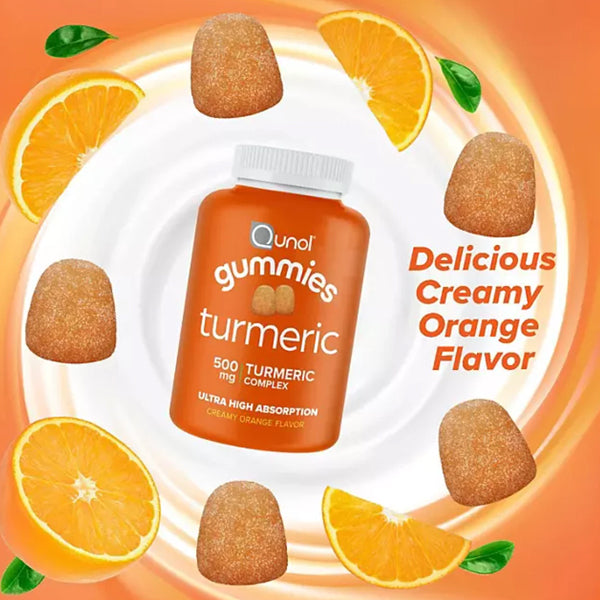 A hand holding a turmeric gummy, emphasizing its chewable texture and delicious flavor, perfect for athletes.