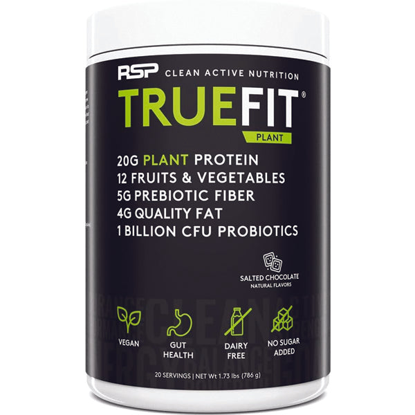Close-up of vegan plant protein powder scoop with fresh fruits