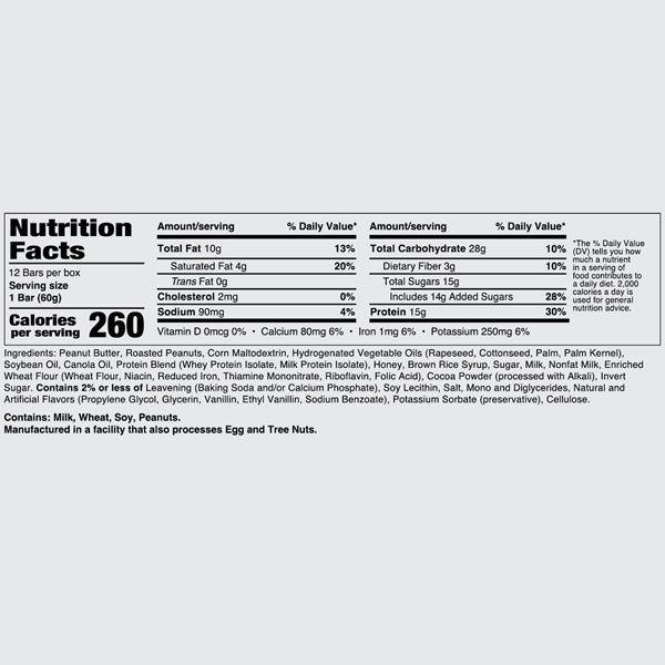 Close-up of Redcon1 protein bar highlighting macros and delicious ingredients