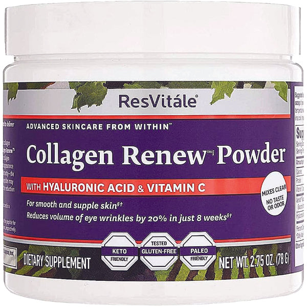 Front view of collagen powder jar showing branding and product name