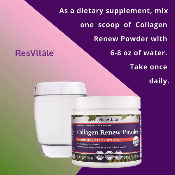 Front view of collagen powder jar showing branding and product name