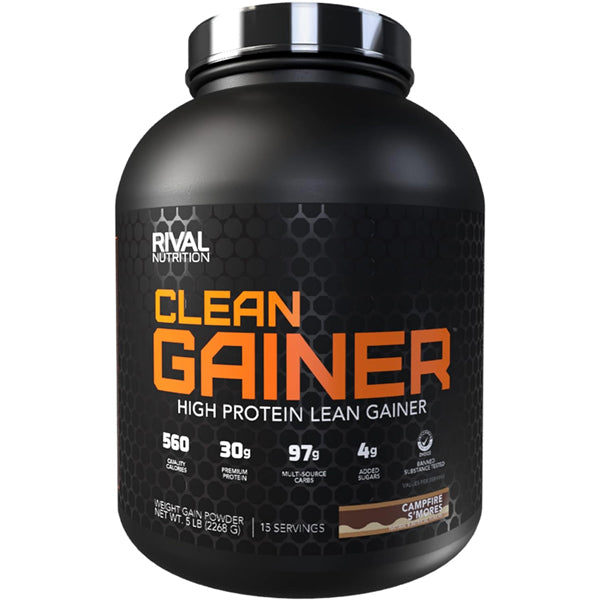 Rival Nutrition Ultimate Mass Gainer - packaging showcasing its 30g protein blend and 560 calories.
