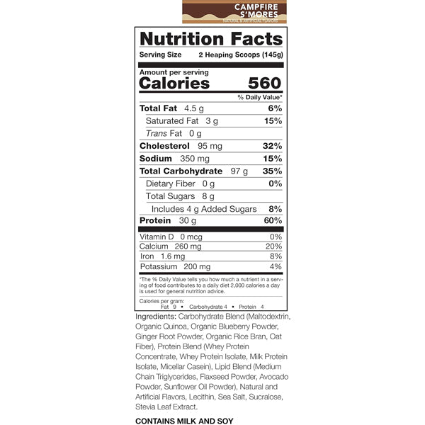 Rival Nutrition Ultimate Mass Gainer - packaging showcasing its 30g protein blend and 560 calories.