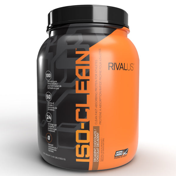 Rival Nutrition Iso-Clean Whey Isolate scoop with clean label design