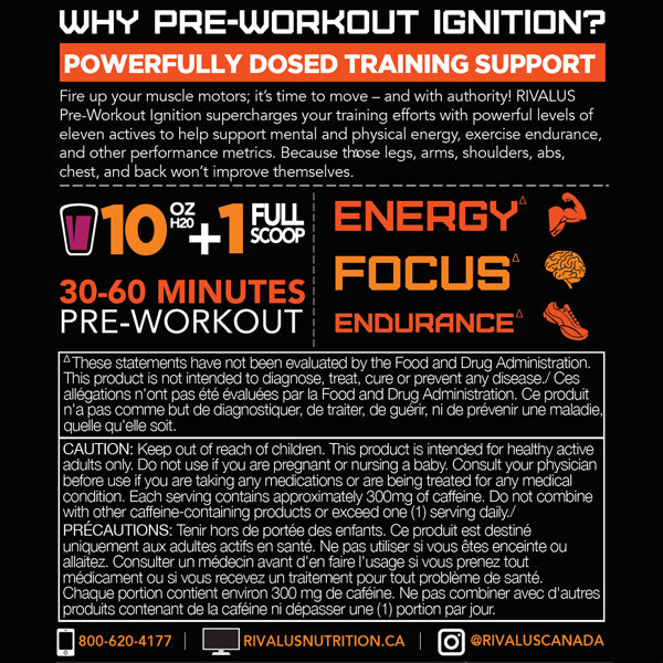 Rivalus Energy Surge ingredients displayed alongside a shaker bottle, emphasizing its role as a top-rated energy booster for workouts.