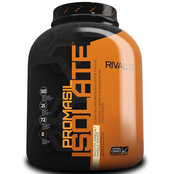Close-up of Rival Nutrition Promasil Isolate whey protein scoop for fast absorption