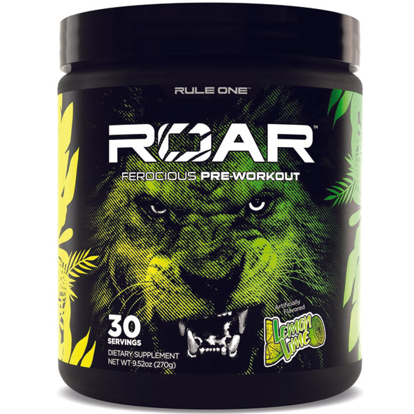 Rule1 Roar Pre-Workout powder in scoop for energy and focus