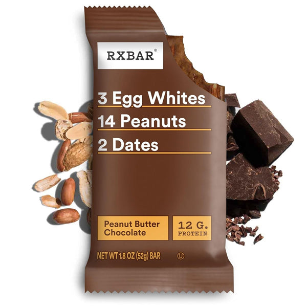 Close-up of RXBar protein bars showing simple ingredients