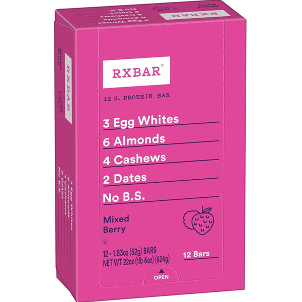 Close-up of RXBar protein bars showing simple ingredients