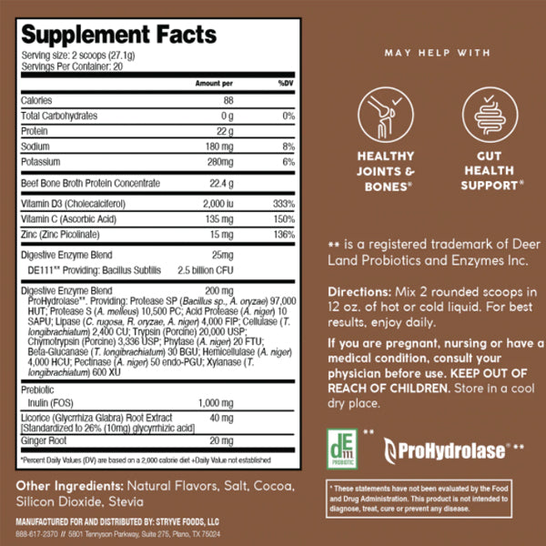 Close-up of bone broth protein powder jar highlighting natural ingredients