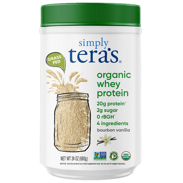 Serving of Teras gluten-free whey protein mixed in a smoothie, highlighting its creamy texture.