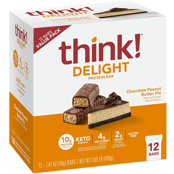 Think! Delight Keto Protein Bars in packaging, ideal low carb snacks for keto diet