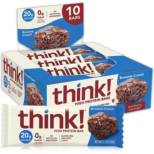 A person enjoying a Think! Protein Power Bar during a workout, emphasizing their energy-boosting benefits.