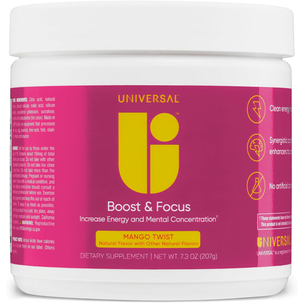 Serving of Energize & Focus Powder mixed in a shaker bottle, ideal for pre workout energy.