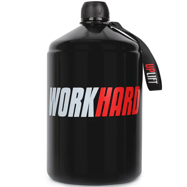 HydraMax 1 Gallon Fitness Water Jug in a gym setting, showcasing its sleek design.