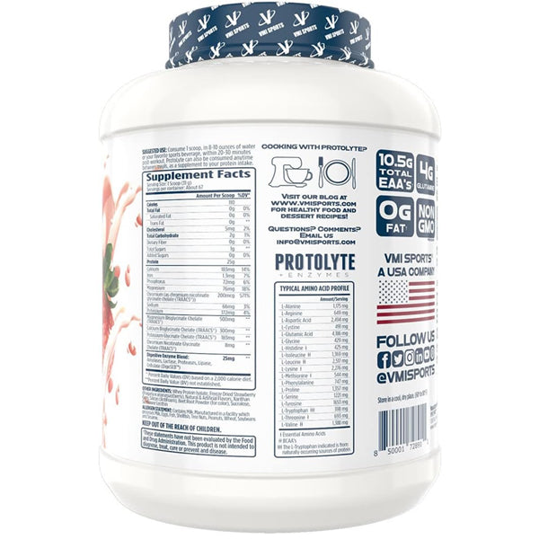 A scoop of VMI Sports Protolyte Whey Protein Isolate with real cookie bits, perfect for flavor and nutrition.