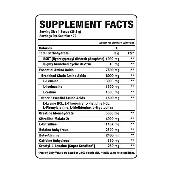 Close-up of ingredients in Bang Master Blaster muscle booster supplement