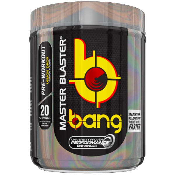 Athlete mixing Bang Master Blaster pre-workout for energy and focus before workout