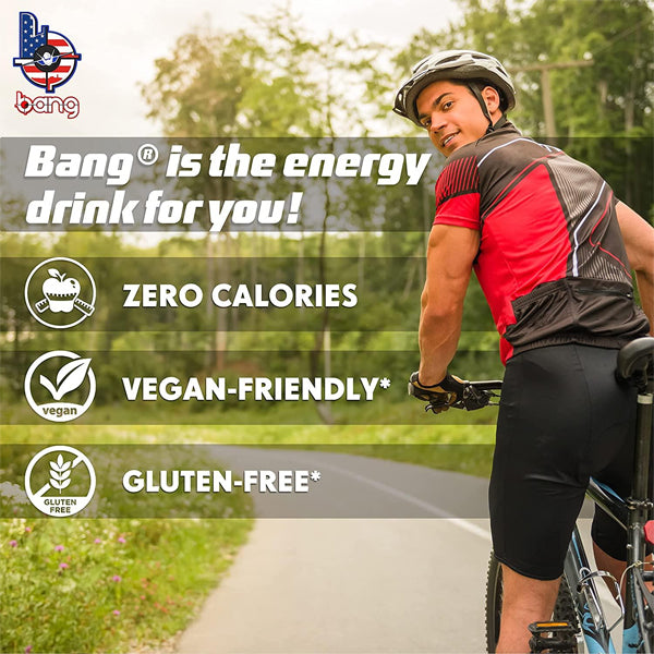 Bang Supercharged Energy Shot 24-Pack, showcasing vibrant packaging and product features.