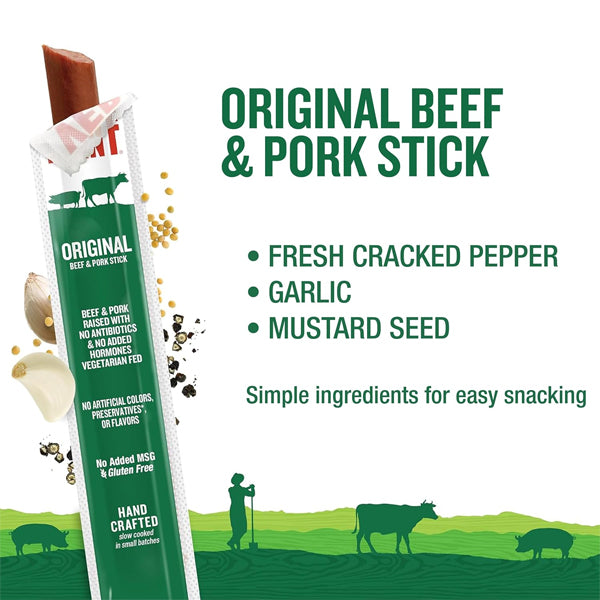 Close-up of antibiotic-free beef sticks on a rustic wooden table