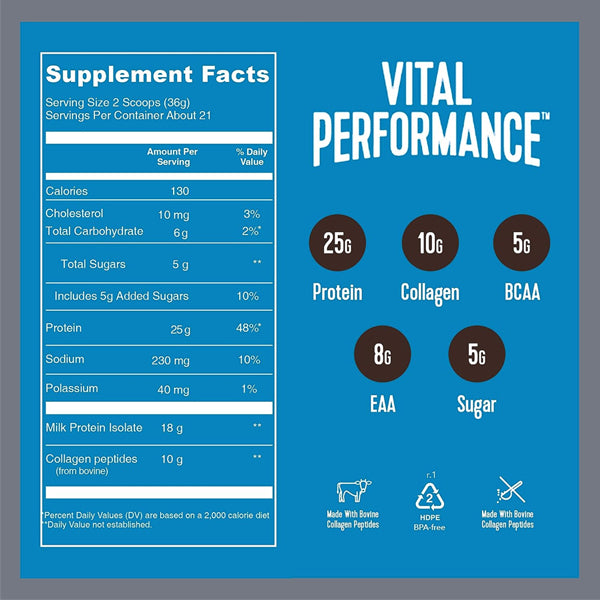 Vital Performance Protein Powder with collagen peptides and lactose-free formula