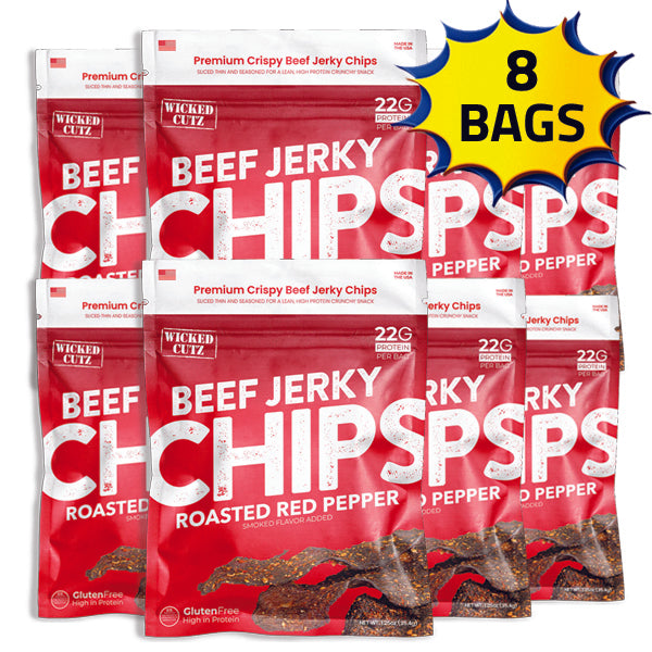 Savory Crunch Beef Jerky Chips in a bowl, showcasing their crispy texture and rich flavor. Savory Crunch Beef Jerky Chips in a bowl, showcasing their crispy texture and rich flavor.