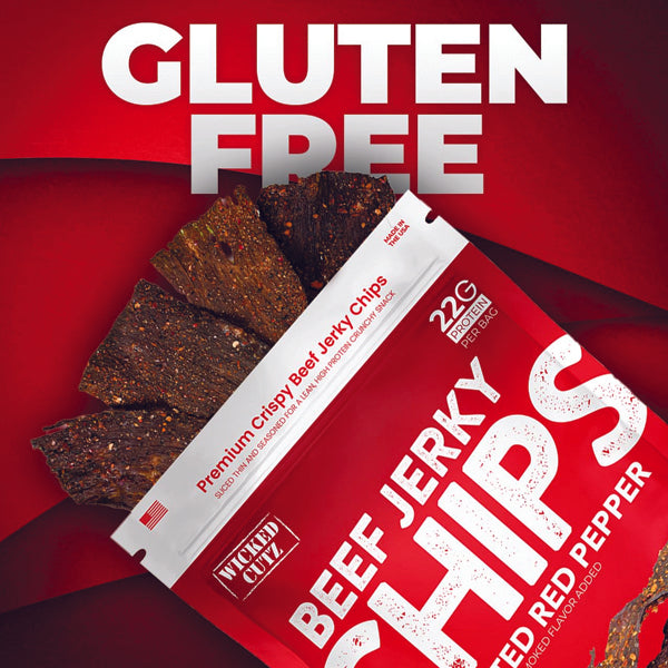 Savory Crunch Beef Jerky Chips held in hand, ideal for on-the-go protein snacks.