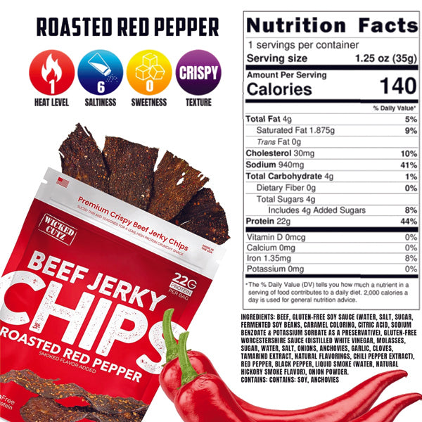 Savory Crunch Beef Jerky Chips in a bowl, showcasing their crispy texture and rich flavor.