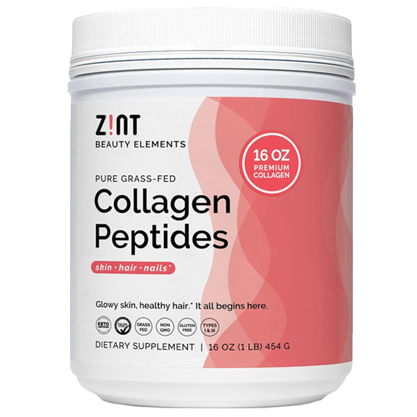 Zint grass-fed collagen peptides powder in a jar for skin and hair health