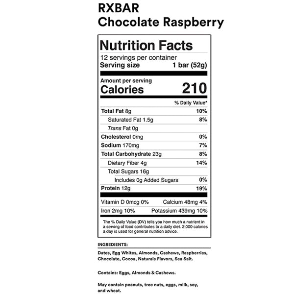 Close-up of RXBar protein bars showing simple ingredients