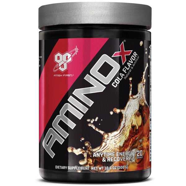 Front label of AMINOx Charge energy recovery drink highlighting amino acids and natural caffeine