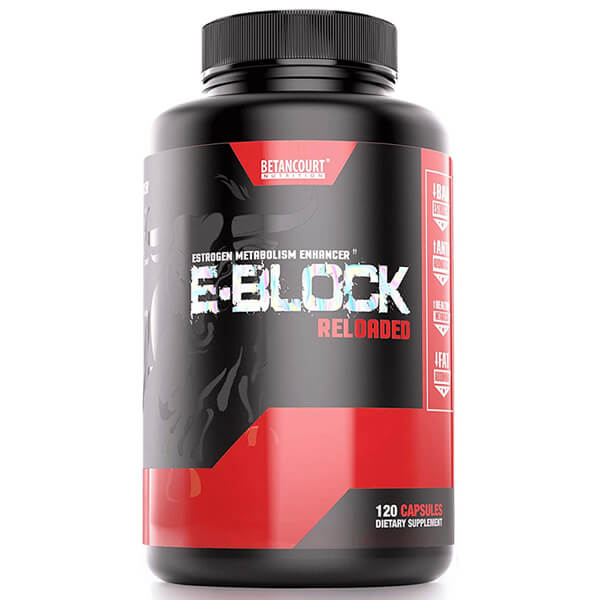 Supplement bottle featuring ingredients for estrogen control and hormonal balance