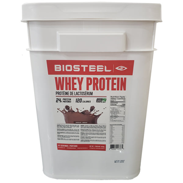 BioSteel Premium Whey Protein container from the front, highlighting its no artificial flavors label.