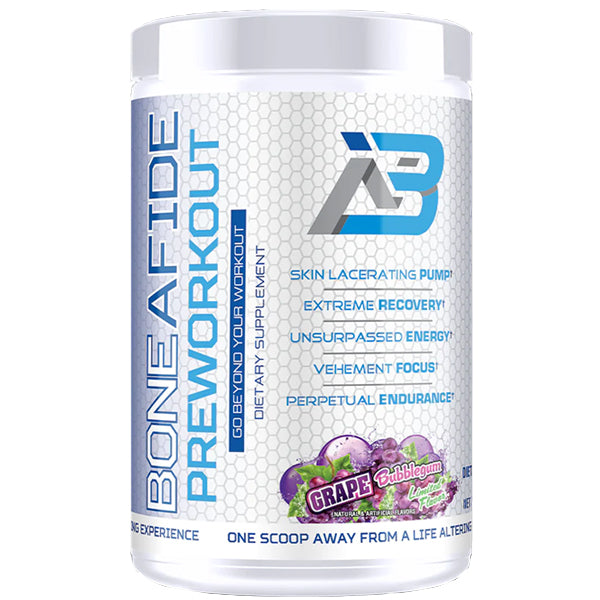 Preworkout supplement scoop with muscular athlete showing workout pump