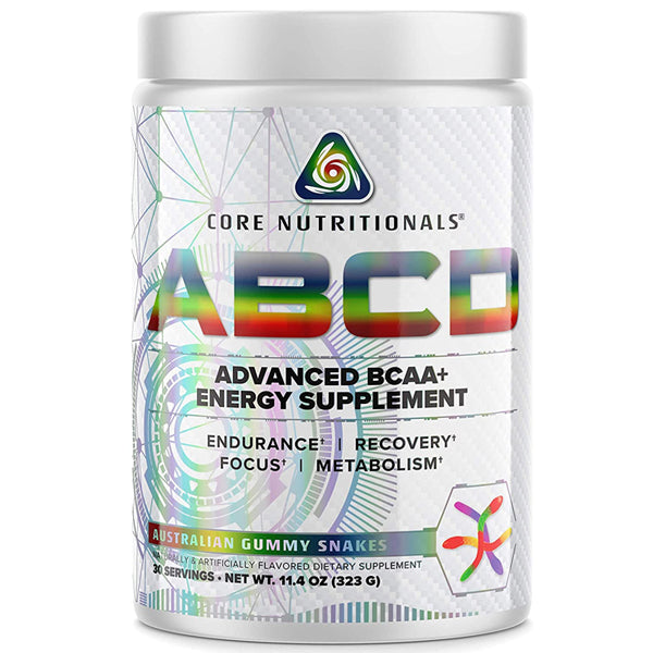 Close-up of scoop pouring energy pre workout with caffeine and BCAAs into glass with vibrant lighting