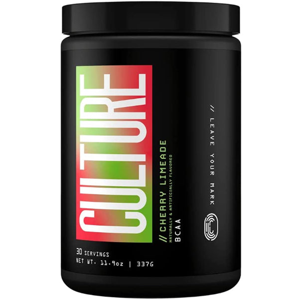 Culture Edge Vegan BCAA+ tub front view showing sugar-free label and ingredients