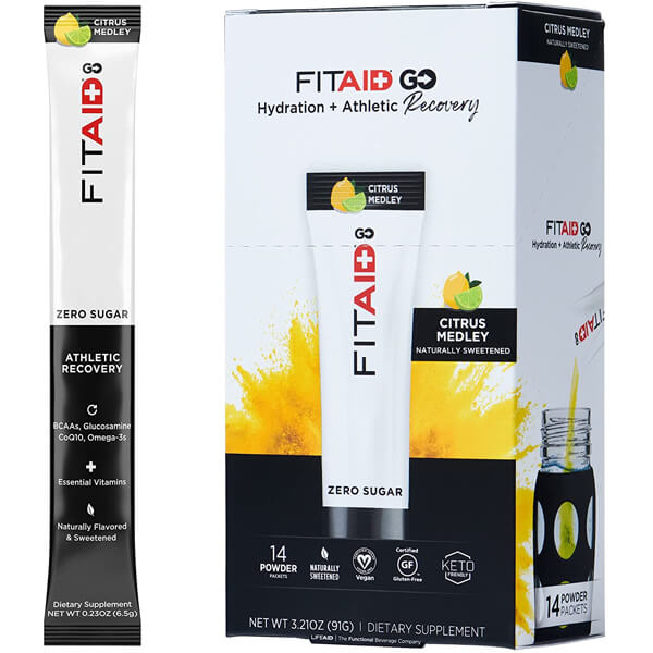 FitAid GO hydration drink with electrolytes and BCAAs for recovery