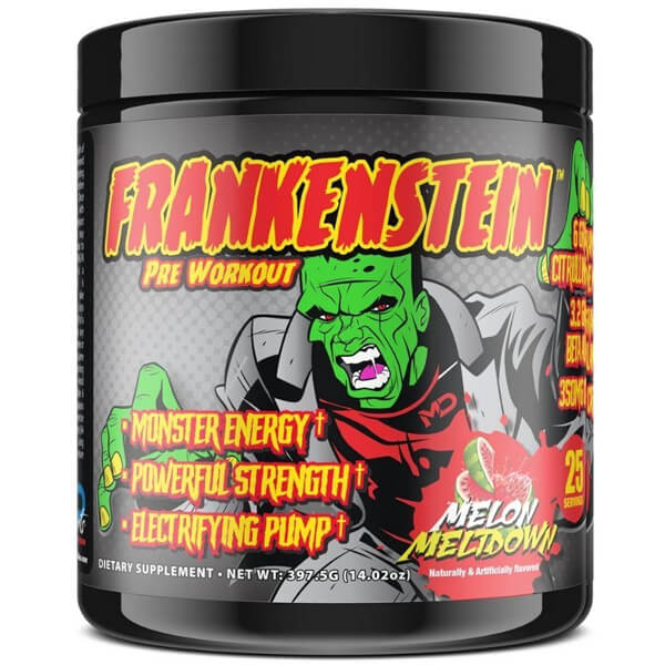 Close-up of the supplement scoop showing Citrulline Malate and Beta Alanine ingredients for strength