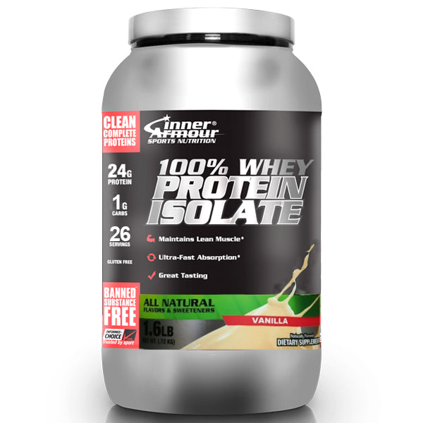 Pure Whey Protein Isolate 1.6lbs container showcasing its sleek design, perfect for fitness enthusiasts.