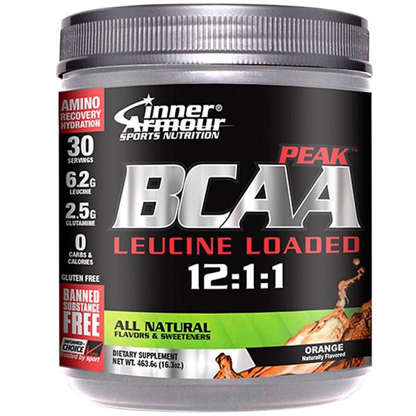 Peak Performance BCAA supplement in a sleek container, showcasing its premium formula for muscle recovery.