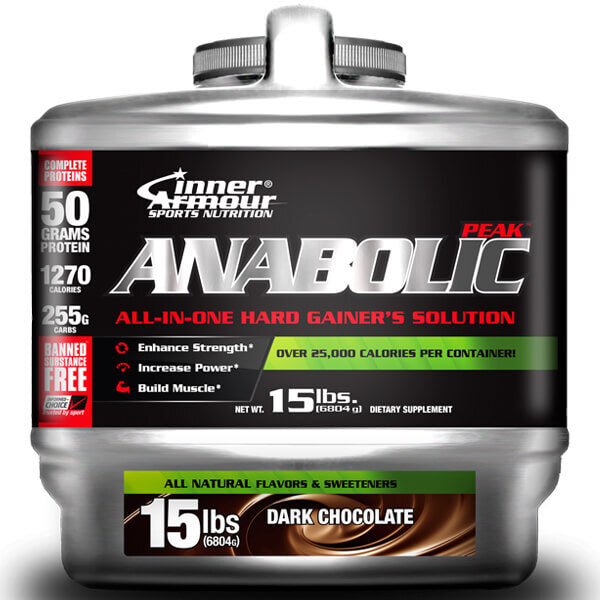 Anabolic Peak Muscle Builder 15lbs front view showing packaging and nutritional information.
