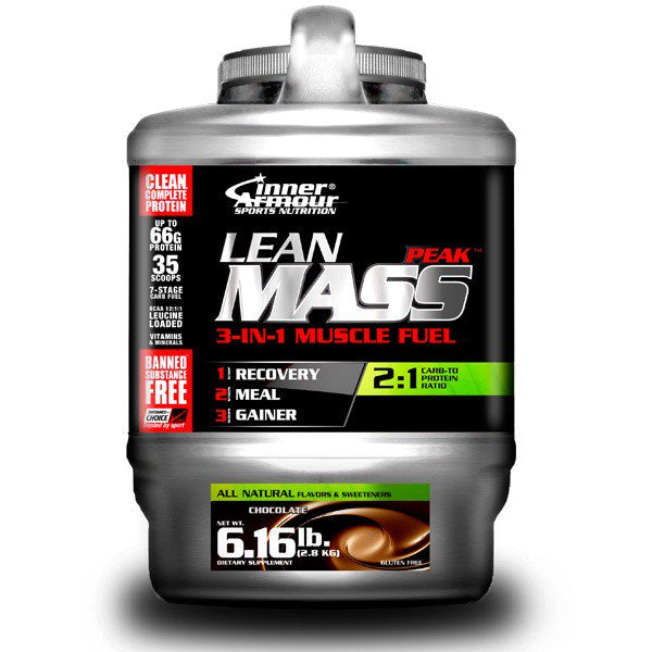 Close-up of Lean Mass Peak showing its unique protein blend for muscle gain.
