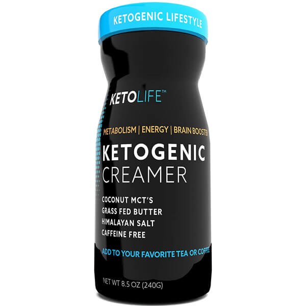 KetoLife ketogenic creamer being poured into coffee, showing rich texture and low carb benefits