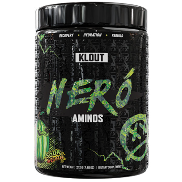 Nero Hydration & Recovery Amino Blend showing the container with workout gear in the background.