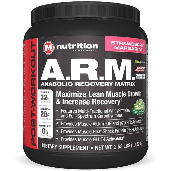 Ultimate Muscle Recovery Formula in a vibrant container showcasing its branding and nutritional information.