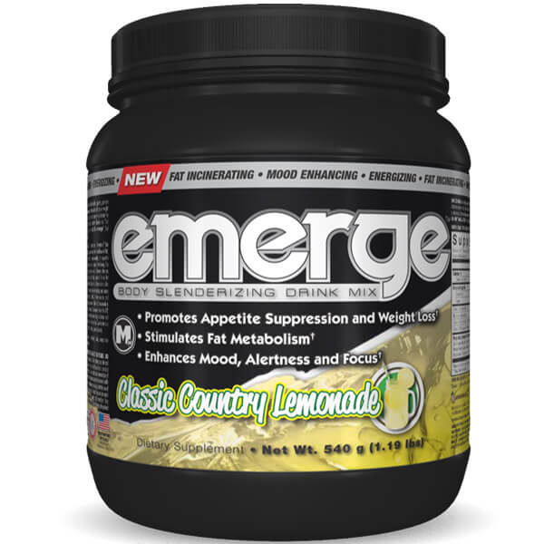 Emerge Fat Burner Drink Mix packaging showcasing its appetite suppressant benefits.