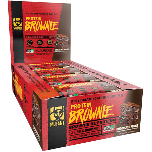 Close-up of Mutant baked protein brownie showcasing its soft texture and rich chocolate flavor