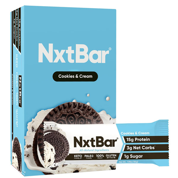 NxtBar high protein gluten free snacks on a fitness table