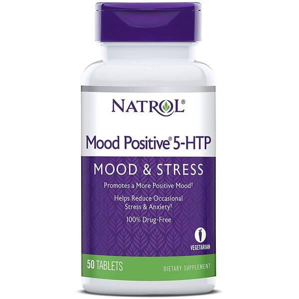 Elevate Mood 5-HTP & L-Theanine Blend bottle showcasing its vibrant label and natural ingredients.