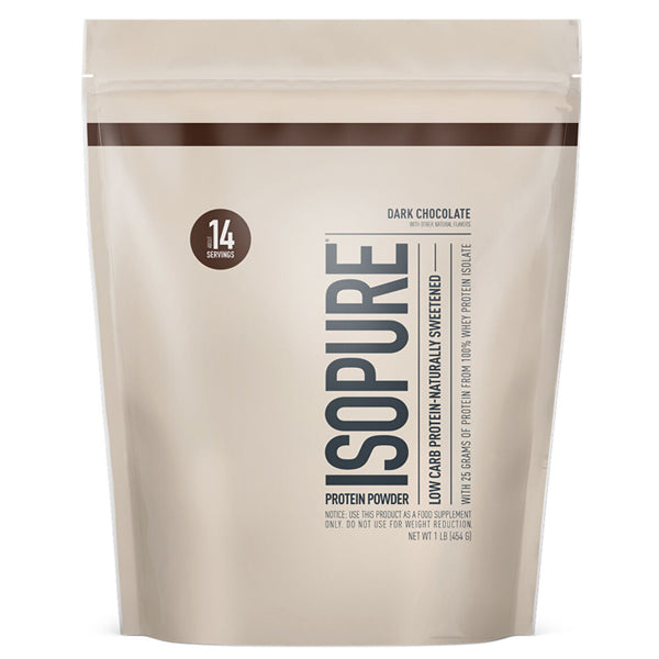 Close-up of Isopure Natural Whey Protein Isolate in a shaker, showcasing its smooth texture.